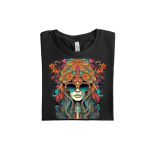 Marškinėliai su stilinga iliustracija sukurta moterims-Drabužiai moterims ir vyrams-GOWEHA