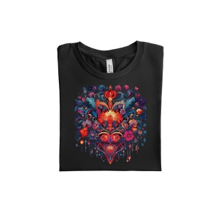 Juodi medvilniniai marškinėliai su spauda skirta merginoms-Drabužiai moterims ir vyrams-GOWEHA