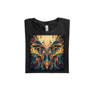 Juodi Moteriški marškinėliai „Piešinys ant širdies“ dovana jai-Drabužiai moterims ir vyrams-GOWEHA