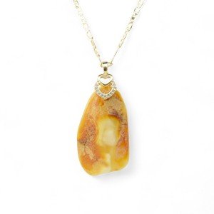 Special pendant with Baltic amber and 14k gold necklace-Pendants-Jewelry for women