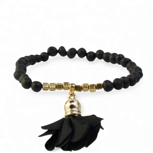 Black amber bracelet with pendant as a gift for a girlfriend-Bracelets-Jewelry for women