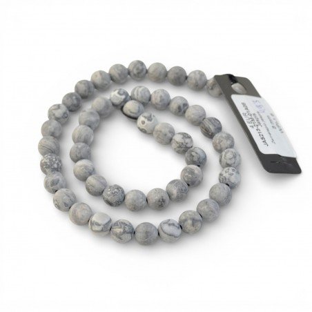Grey gemstone Jasper beads for jewelry making 8mm 1 strand-Gemstone beads-Beads