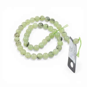 Prehnitas natūralių akmenukų gija 8 mm dydis Žali-Akmeniniai karoliukai-Karoliukai